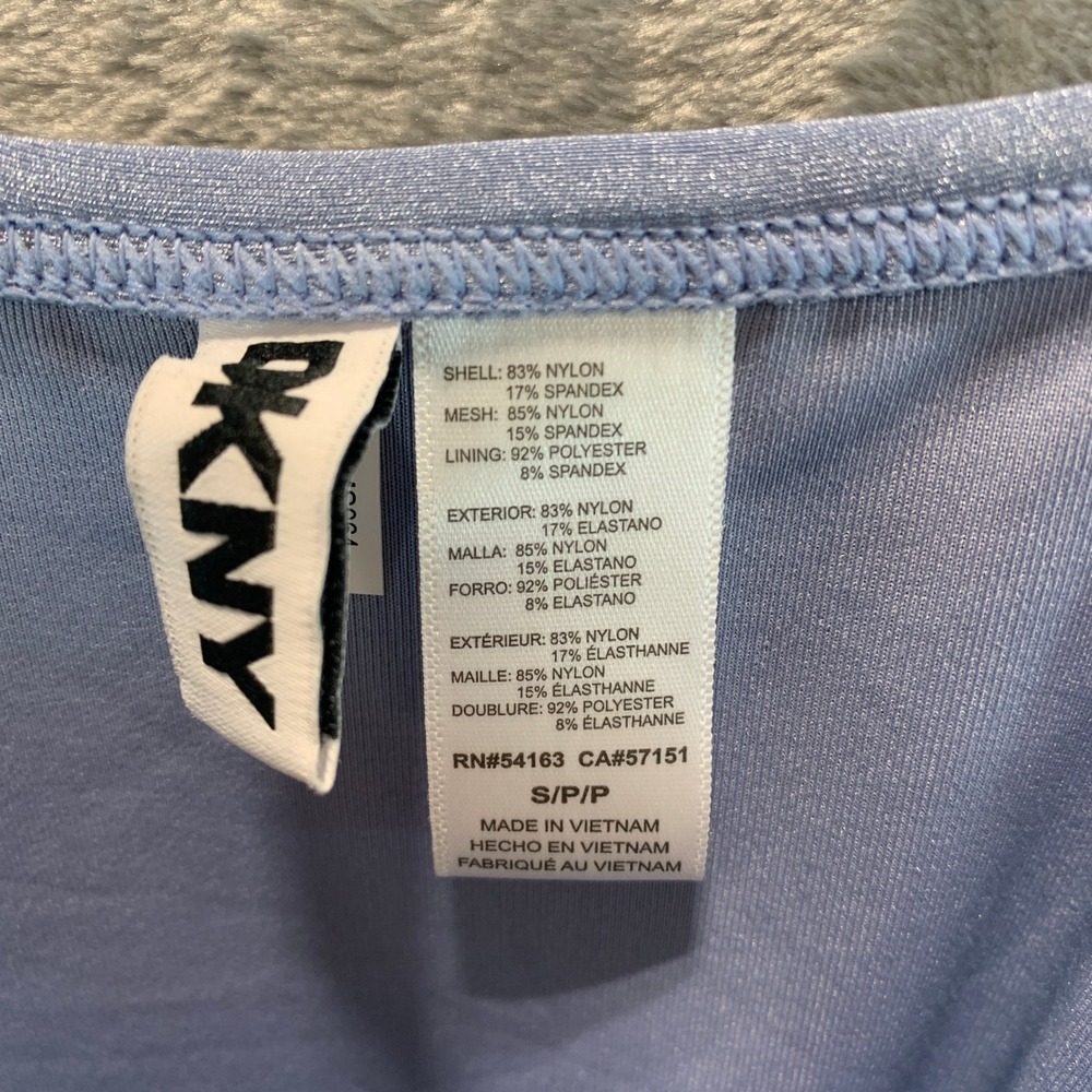 DKNY Women Blue Shimmer Ruched One Piece Swimsuit DIMMS084 Size S New - Picture 4 of 7